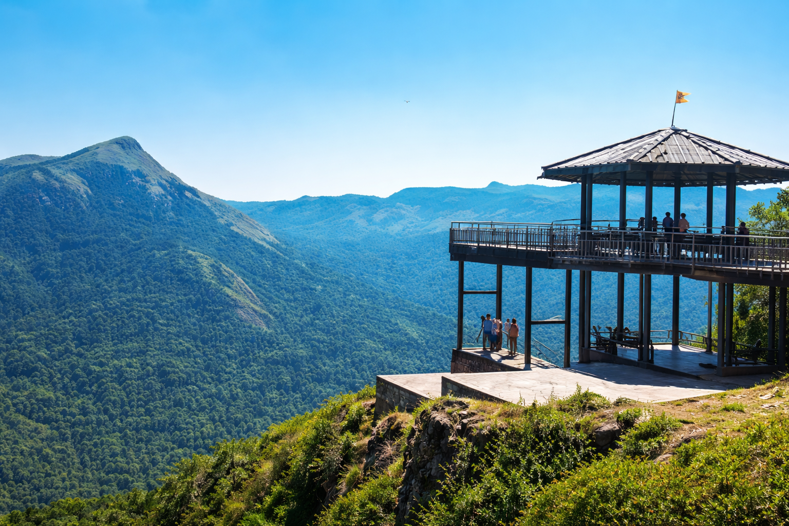 Bisle View Point taxi route with falls and ridge scenery